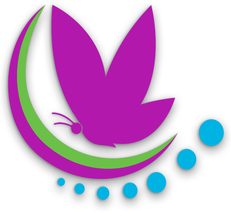 Logo de Fisio Spa KYM - Mariposa morada representando bienestar y relajación
